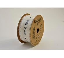 Lint met kantrand Mr & Mrs 40 mm creme