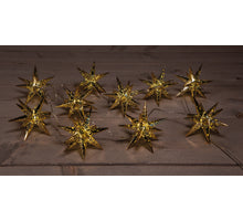 10PCS GOLD 3D STAR 12CM / 10LED WARM WHITE 1,5M / 5M TRANSPANT