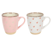 Koffiemok hartjes roze/wit 220ml 2 assortie