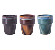 Koffiemok 'rib' Ø7,5cm 200ml 3 assortie