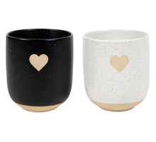 Mok hart speckle greeploos Ø8x9,2cm 300ml 2 assortie