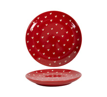 Ontbijtbord all over hart rood/wit Ø20,5x15,1cm