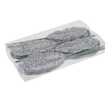 Decoratie bladeren op steker 36 stuks 6x14cm zilver