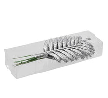 PET 8 glitter palm leaves/wire silver 16 cm