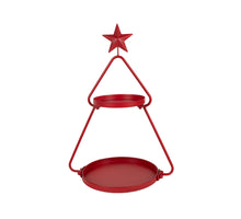 Etagere ster metaal 2-laags Ø35x38cm rood