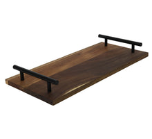 Tray acacia zwarte handles 36x17x2cm