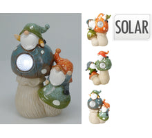 GNOME POLYESTER OP PADDENSTOEL 15x9,2x18,8CM 3 ASSORTIE