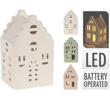 LED HOUSE SET OF 3 PORCELAIN 6X5.5X10CM INCL. BATTERIES