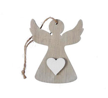 pb. 8 wooden angels/hanging grey/white 7 cm