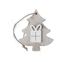 pm. 8 wooden trees/hanging grey/white 7 cm