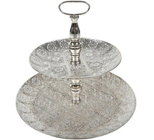 Etagere 2-lagig Metall 49x40cm Silber