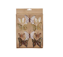 w/b. 10 butterflies/clip 4 assorted brown/gold assorted