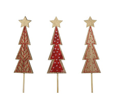 pb. 12 wooden trees/stick 3 ass. Red 11,5 cm