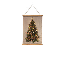 B.O. FLUWEEL POSTER KERSTBOOM ROZE DECO 52X70CM / 15LED WARM 2XAA