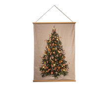 B.O. FLUWEEL POSTER KERSTBOOM ROZE DECO 90X120CM / 20LED WARM 2XAA