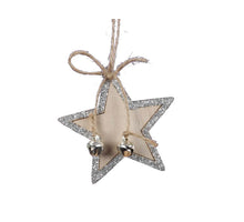 pb. 8 wooden stars/hanging silver 6 cm