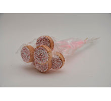 Pack of 8 Rusk 6cm pink SMALL on 50cm stick with ribbon