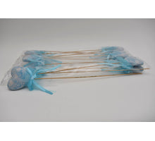 Pak á 12 Hart 9,5cm blauw op 50cm stok met lint