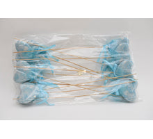 Pak á 12 Hart 12cm blauw op 50cm stok met lint