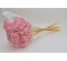 Pak á 25 Hart barok roze flock 7x7cm op 50cm stok