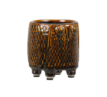 pc. 1 stoneware owl pot brown Ø 9x10 cm
