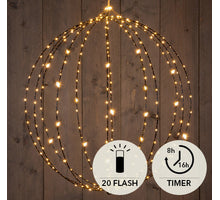 BAL ZWART 60CM/ 288 LED CLASSIC WARM (24FLASH) - 5M AANLOOPSNOER - AAN / DIMMER / 8/16U TIMER / UIT IP44 TRAFO