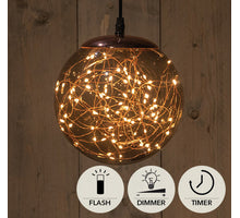 BAL SMOKEY 80LED FLASH IP44 TRAFO MET TIMER EN DIMMER 18CM CLASSIC WARM