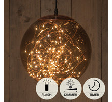 BAL SMOKEY 125LED FLASH IP44 TRAFO MET TIMER EN DIMMER 25CM CLASSIC WARM
