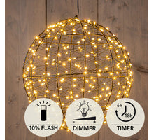 BAL METAAL 300LED FLASH IP44TRAFO MET TIMER EN DIMMER D25CM CLASSIC WARM