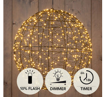 BAL METAAL 500LED FLASH IP44 TRAFO MET TIMER EN DIMMER D35CM CLASSIC WARM