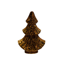 KERSTBOOMPJE GLAS 10LED 3XAAA BATTERIJ MET TIMER 15.5X9.5XH24CM METALLIC BRONS