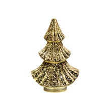 KERSTBOOMPJE GLAS 10LED 3XAAA BATTERIJ MET TIMER 15.5X9.5XH24CM METALLIC GOUD