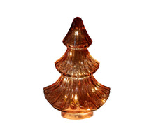 KERSTBOOMPJE GLAS 10LED 3XAAA BATTERIJ MET TIMER 15.5X9.5XH24CM  BORDEAUX