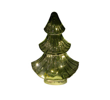 KERSTBOOMPJE GLAS 10LED 3XAAA BATTERIJ MET TIMER 15.5X9.5XH24CM GROEN
