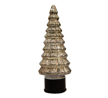 KERSTBOOMPJE GLAS DRAAIEND  20LED 3XAA BATTERIJ MET TIMER 13XH35CM METALLIC GOUD