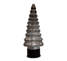 KERSTBOOMPJE GLAS DRAAIEND  20LED 3XAA BATTERIJ MET TIMER 13XH35CM METALLIC ANTRACIET