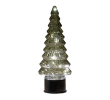 KERSTBOOMPJE GLAS DRAAIEND  20LED 3XAA BATTERIJ MET TIMER 13XH35CM GROEN