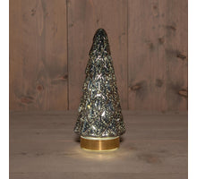 KERSTBOOMPJE GLAS 10LED OP BATTERIJ MET TIMER 24.5X10.5CM ANTRA