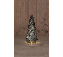 KERSTBOOMPJE GLAS 10LED OP BATTERIJ MET TIMER 28.5X13CM ANTRA