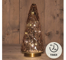 BOT GLASS TREE PINK 10L WITH GOLDEN BASE 13X28.5CM 3XAA WITH TIMER