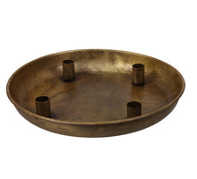 pc. 1 metal plate w/candle holder old brass Ø30x4cm