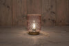 B.O. GLAZEN LAMP ROZE MET GOUDEN VOET 12X17,5CM - 2XAAA
