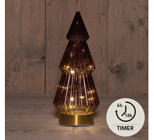 BOT GLASS TREE BORDEAUX 10L WITH GOLDEN BASE 10X23.5CM 3XAAA WITH TIMER
