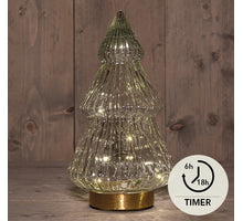 BOT GLASS TREE CLEAR 10L WITH GOLDEN BASE 15X28.5CM 3XAA WITH TIMER