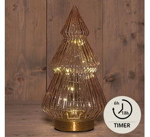 BOT GLASS TREE PINK 10L WITH GOLDEN BASE 15X28.5CM 3XAA WITH TIMER