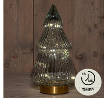 BOT GLASS TREE GREY 10L WITH GOLDEN BASE 15X28.5CM 3XAA WITH TIMER
