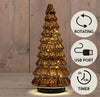 KERSTBOOMPJE GLAS DRAAIEND  20LED 3XAA BATTERIJ MET TIMER EN USB AANSLUITING 13,3X30CM METALLIC BRONS