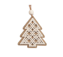Zakje á 8 wooden trees/hanging grey/white 10cm