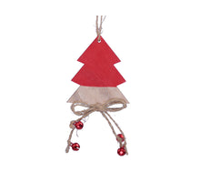 pb. 8 wooden trees/hanging natural/red 8x6.5 cm