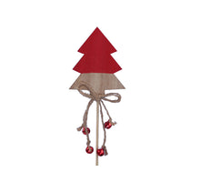 pb. 8 wooden trees/stick natural/red 8x6.5 cm